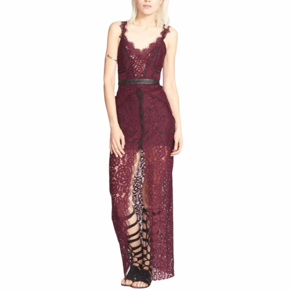 Free People | New Eggplant Lacey Column Maxi Dress - Picture 4 of 16